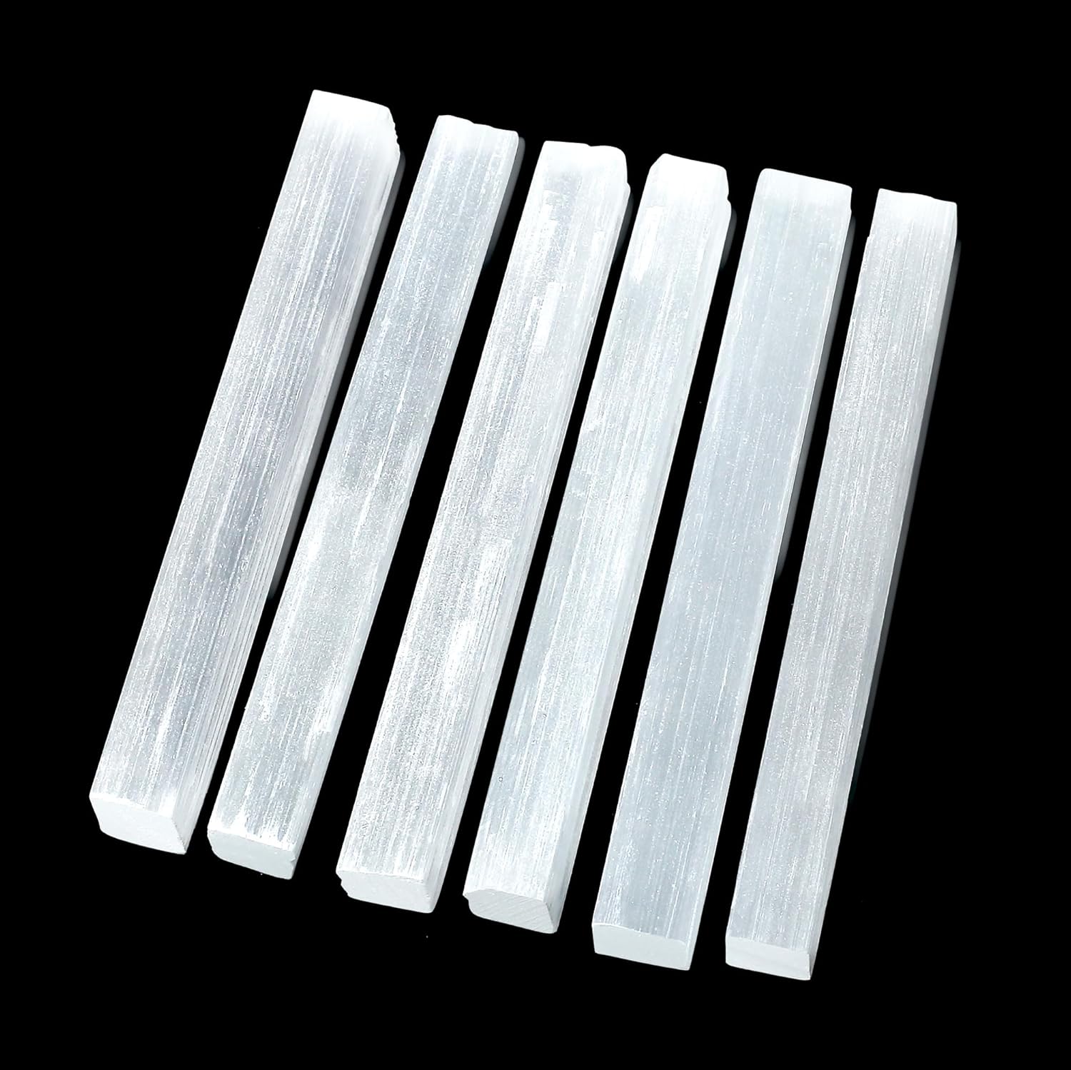 XIANNVXI 4inch Selenite Crystal 6PCS Selenite Sticks Wand Crystals Bulk for Healing Reiki Metaphysical Energy Drawing Protection Wiccan Altar Supplies Crystal for Witchcraft