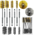 8 Pcs Bore Brush Set - 304 Stainless Steel & Brass Drill Wire Bore Cleaning Brushes with 1/4" Hex Shank for Power Drills Ports Tubes Bearings Cleaning Parts, 3/8'' 1/2'' 3/4'' 7/8''
