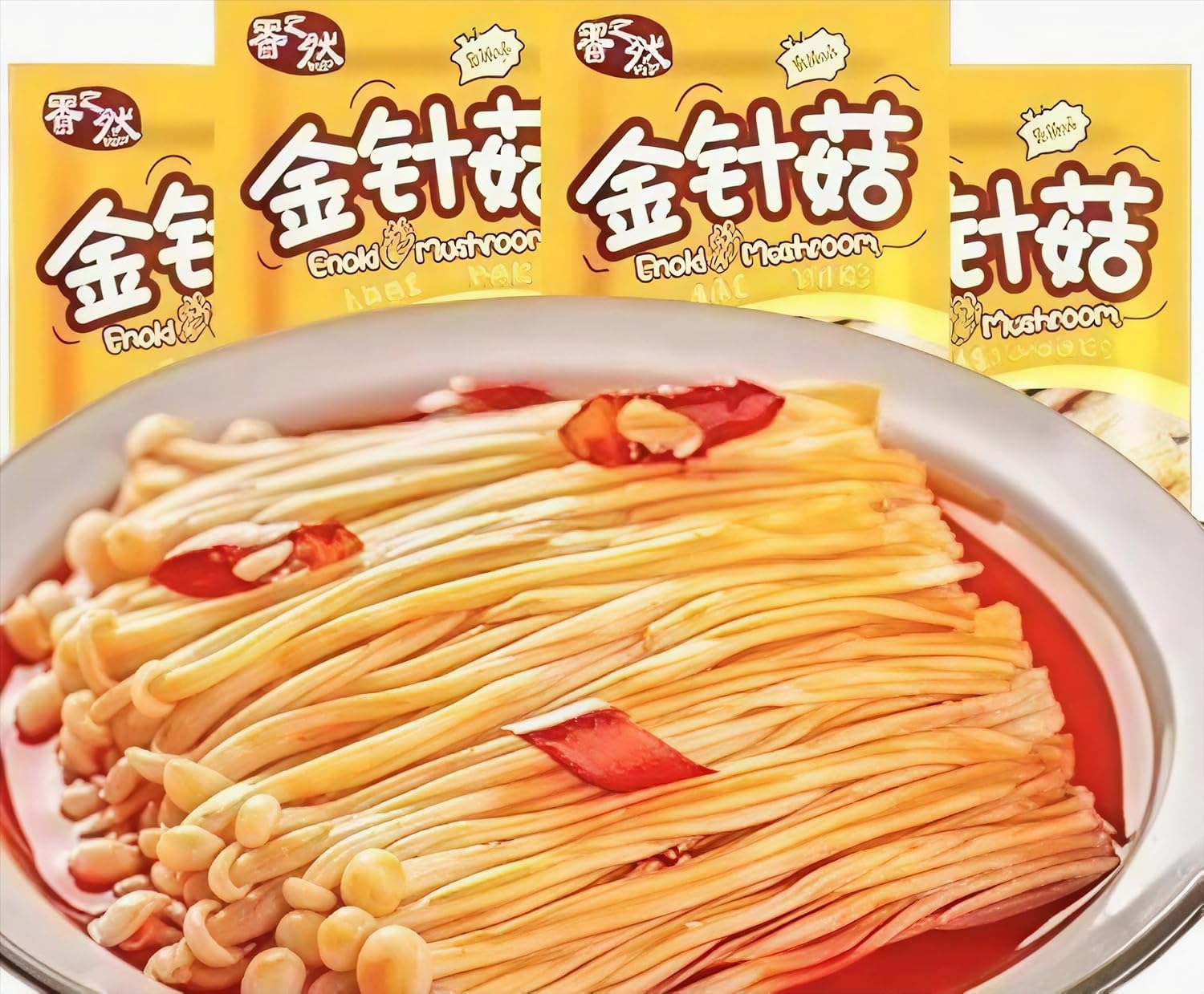Enoki Mushrooms,Convenient Instant Side Dishes,Spicy and Fragrant Foods,Delicious Healthy Vegetable Snacks,Kimchi,Leisure Food,Pickled Vegetable,Delicious Chinese Snack Gifts (10 packs)