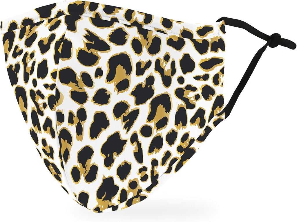 WEDDINGSTAR 3-Ply Adult Washable Cloth Face Mask Reusable and Adjustable with Filter Pocket - Leopard Print