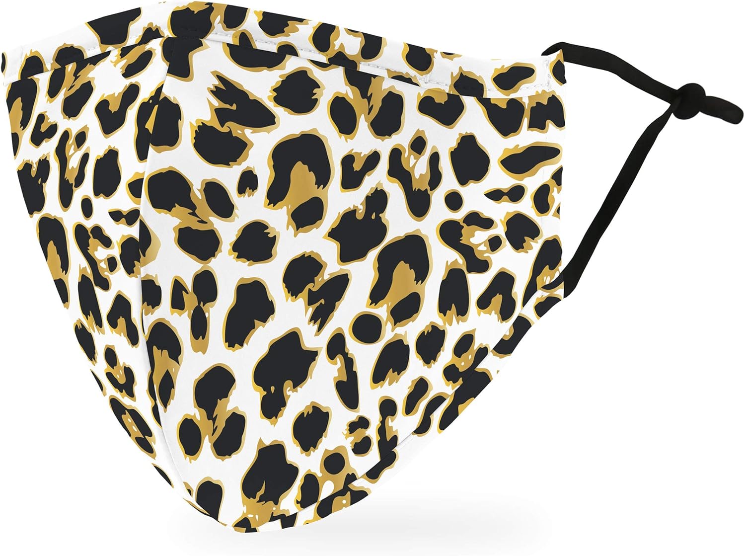 WEDDINGSTAR 3-Ply Adult Washable Cloth Face Mask Reusable and Adjustable with Filter Pocket - Leopard Print