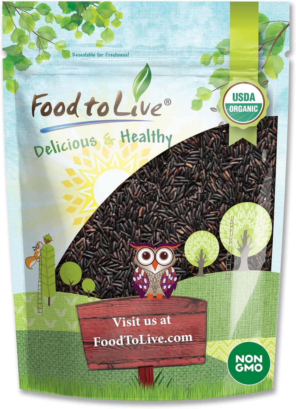 Food to Live Organic Black Rice, 3 Pounds — Whole Grain Non-GMO Rice. Nutty and Sweet Flavor. Rich in Antioxidants and Dietary Fiber. Kosher, Vegan.