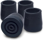 Top Glides Steel-Reinforced Walker, Commode, and Bath Bench Replacement Rubber Tips, Black, 1 1/8" (Pack of 4) …