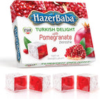 Hazer Baba Turkish Delight Candy, Pomegranate & Zereshk Flavored, 4.4oz (Pack of 1), Gourmet Snack Box, Traditional, Vegan Snack, Turkish Lokum, Sweets, Loukumi, Delicias Turcas, Halal, Kosher