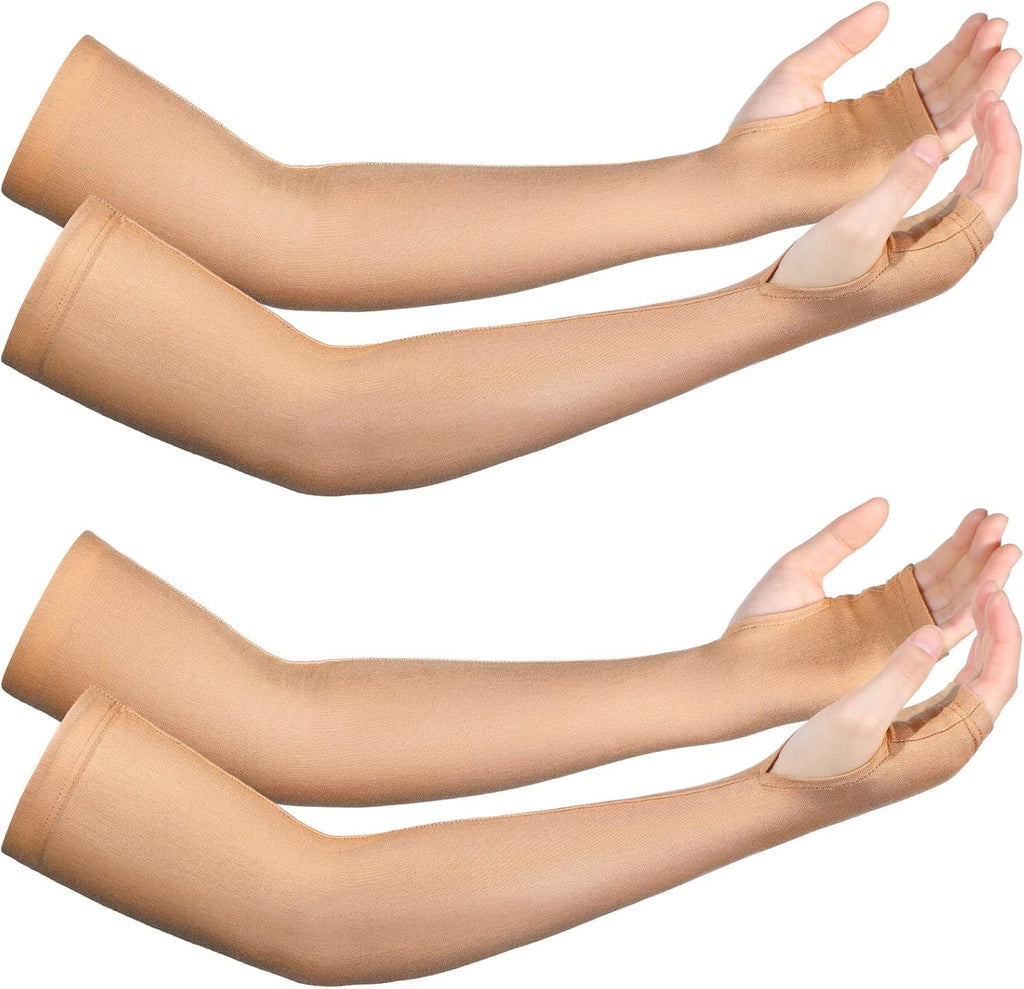 Coume 2 Pairs Elderly Skin Protection Sleeves Arm Protector for Thin Skin Bruising for Men Women(Elegant Style,Medium)