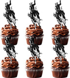 18pcs Black White Glitter Matador Cow Dessert Cupcake Topper Pick for Western Bull Riding Bull Rider Competition Theme Decor Supplies Men Boys Birthday Party Decorations