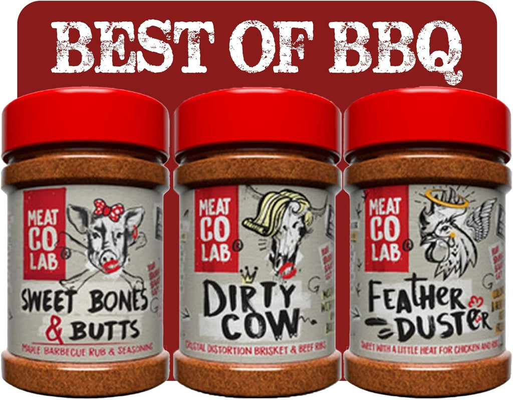 Angus & Oink | Best of BBQ Bundle | Ultimate BBQ Rubs and Seasonings for Brisket, Ribs, Chicken & More | Meat Marinades & BBQ Rub Gift Set | Feather Duster, Dirty Cow & Sweet Bones & Butts Rub
