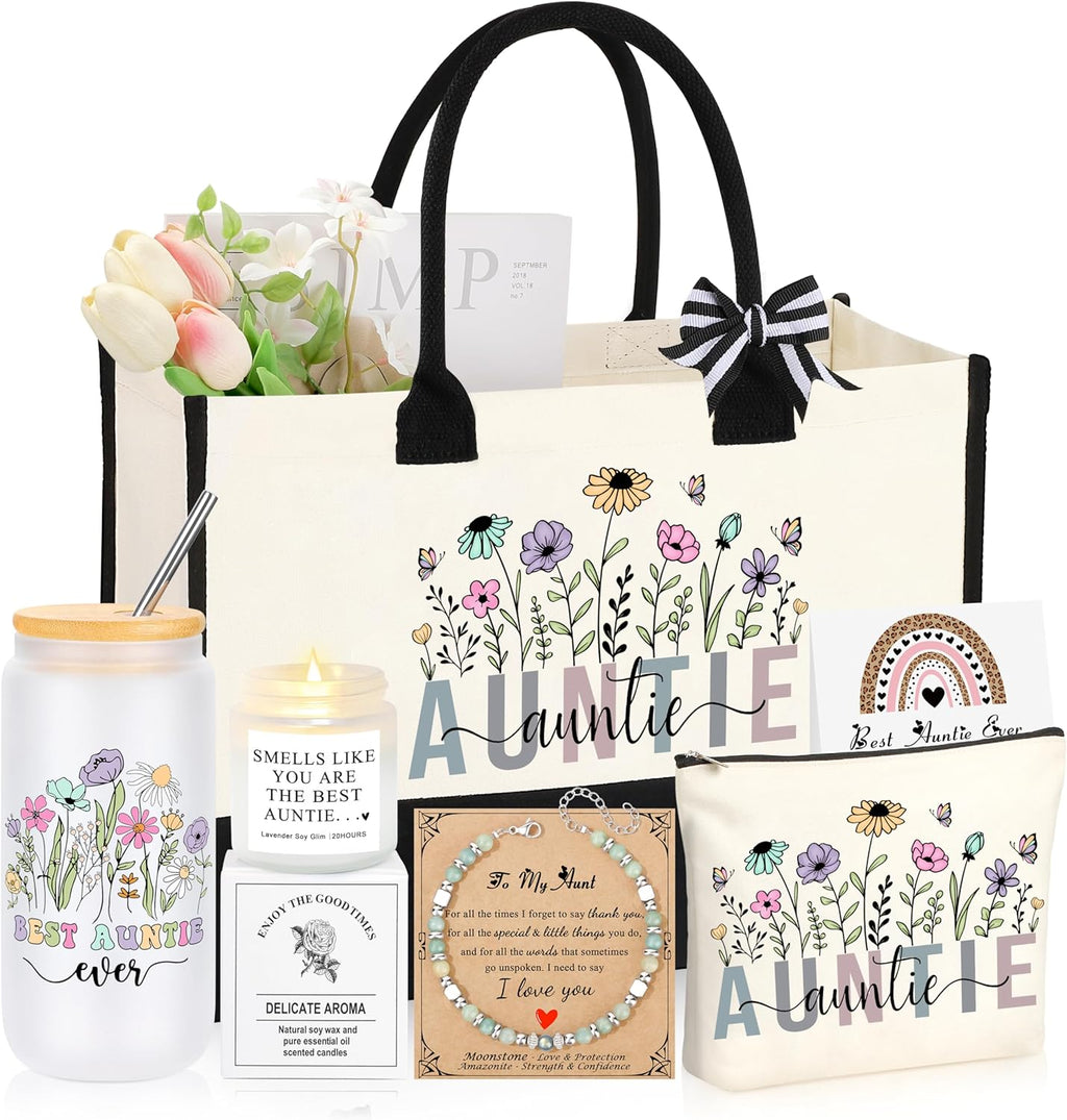 Aunt Gifts, Mothers Day Birthday Gifts for Aunt Auntie, Christmas Ideas Present Basket Set of 6