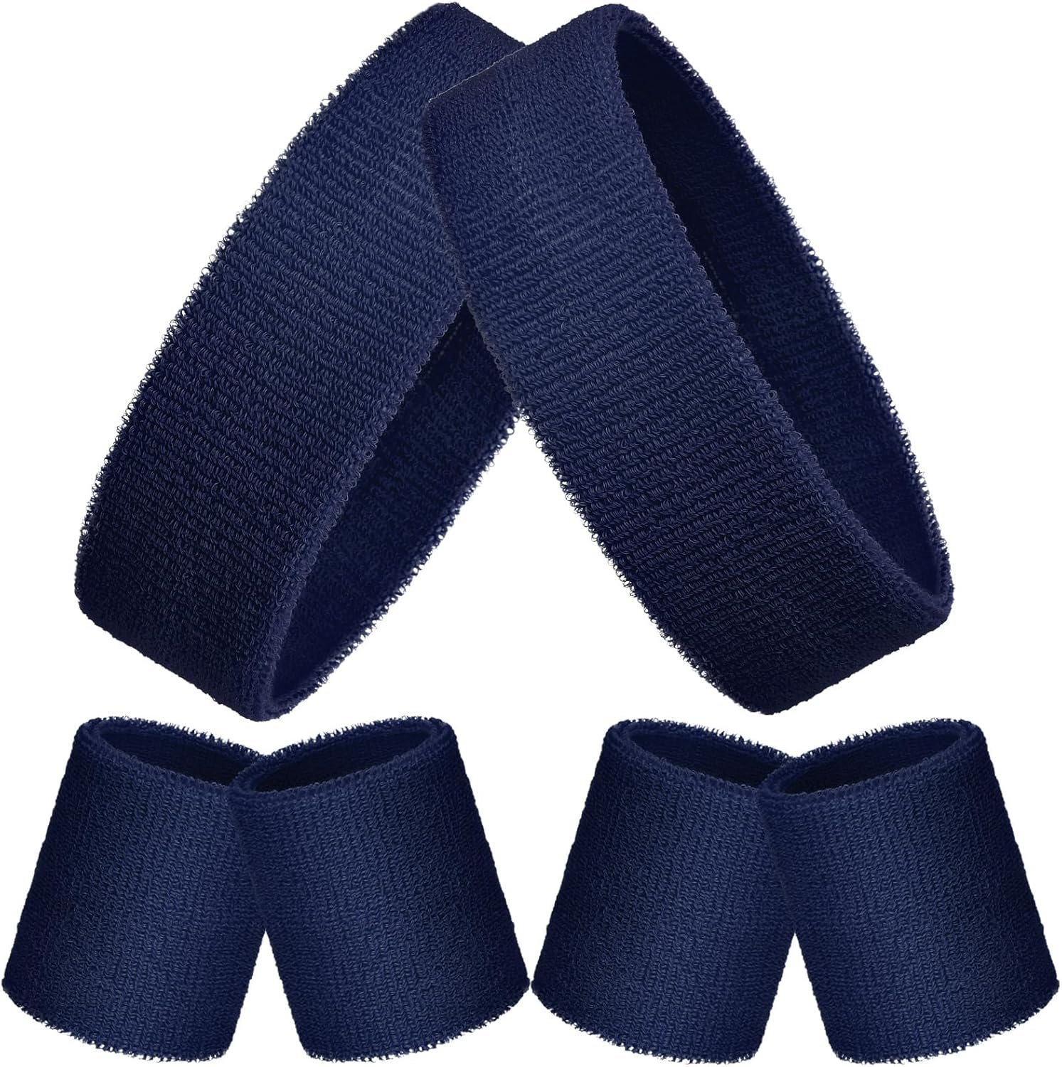 Bememo 6 Pieces Sweatbands Set 2 Sports Headbands and 4 Wristbands Striped Sweat Band for Men Women Colorful Neon Athletic Running Gym Basketball Tennis