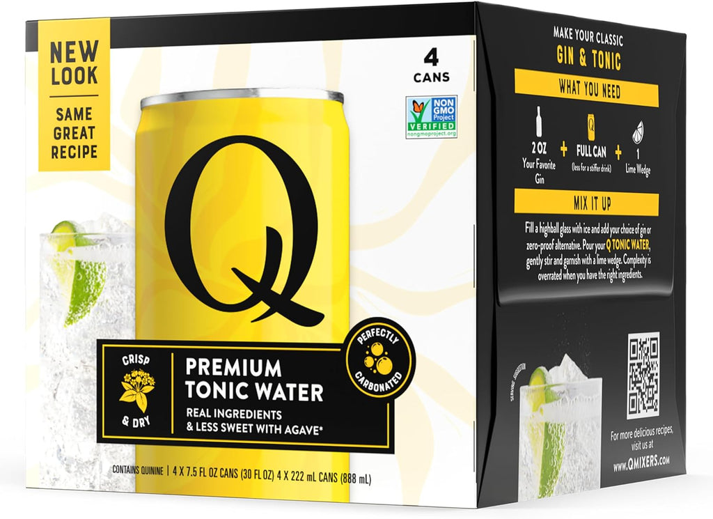 Q Mixers Light Tonic Water, 7.5 Fluid Ounces, 4 Pack