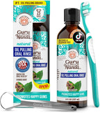 GuruNanda CocoMint Oil Pulling Mouthwash for Complete Oral Hygiene, 7 Essential Oils & Vitamins for Happy Teeth & Gums & Fresh Breath , Alcohol-Free, 8 oz