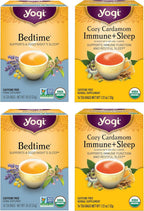 Yogi Tea Sleep & Immunity Variety Pack (4 Pack, 16 ea) - Supports a Good Night's Sleep - Organic Caffeine-Free Teas