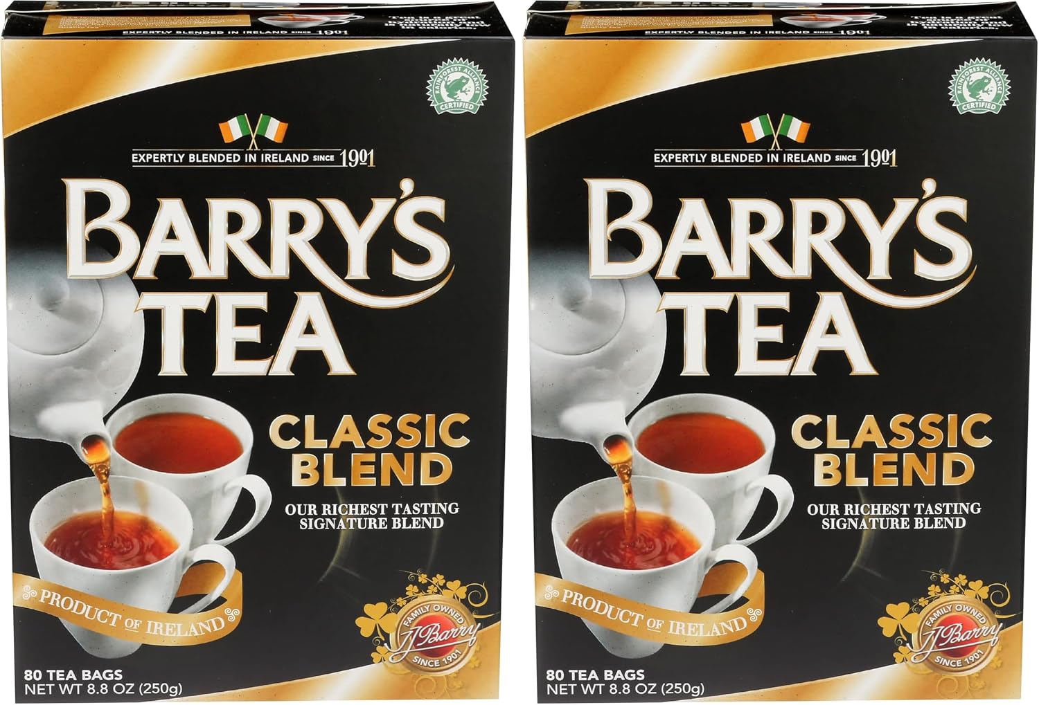 Barry's Tea Bags, Classic Blend, 80 Count, 8.8 Oz, (00102506) (Pack of 2)