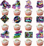 24 Pcs Roller Skating Cupcake Toppers Roller Skate Cake Decorations Roller Skating Party Decorations Cupcake Toppers for Roller Skate Birthday Party Decorations