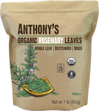 Anthony's Organic Dried Rosemary Leaves, 1 lb, Whole Leaf, Destemmed, Non GMO, Non Irradiated, Gluten Free