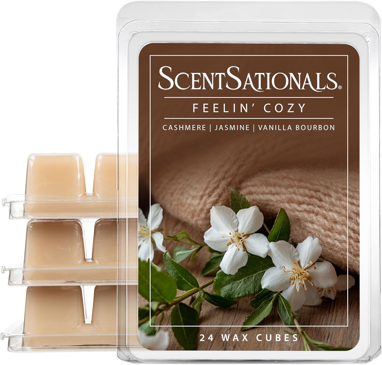 Scentsationals Wax Melts Strong Scent - Feelin' Cozy - Long Lasting Scented Melts for Warmers, 10oz (24-Cubes)