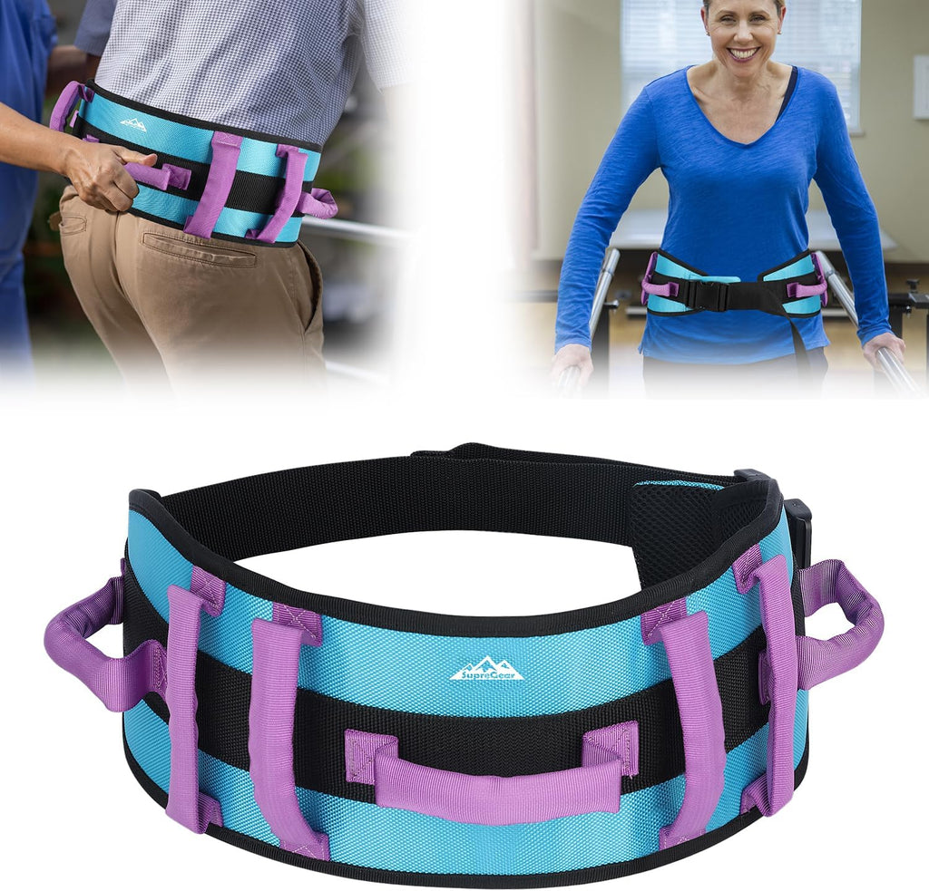supregear Gait Belt - Anti-Slip Transfer Belt for Seniors, Nursing Safety Patient Assist with 7 Handles - Elderly, Bariatric, Handicap, Physical Therapy - PT Gate Strap Quick-Release Buckle