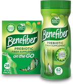 Benefiber Daily Prebiotic Dietary Fiber Supplement Powder Stick Packs, 28 Sticks, 3.92 Ounces Each and Benefiber Daily Prebiotic Dietary Fiber Supplement Powder, 62 Servings / 8.7 Ounces