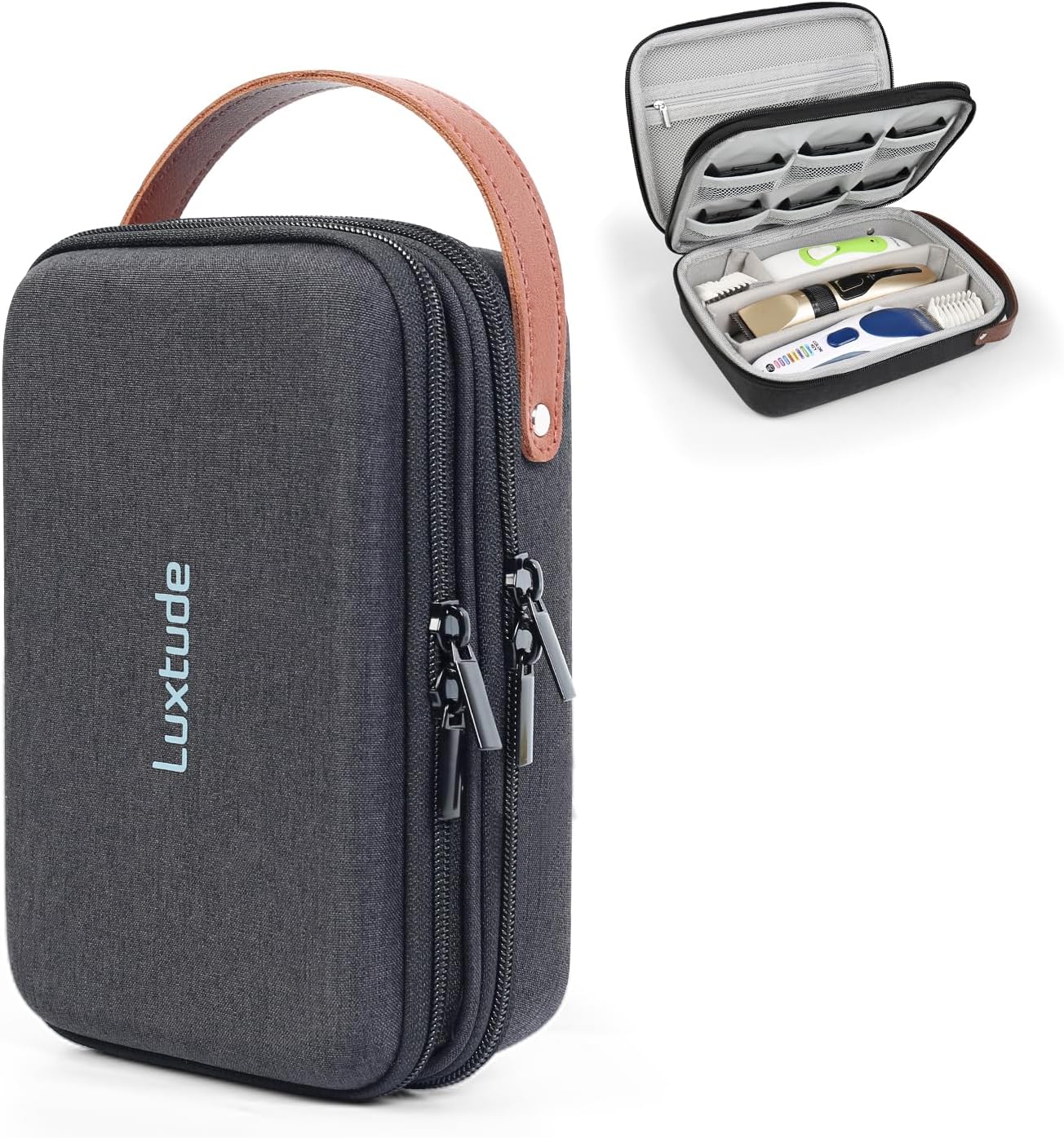 Luxtude Hair Clipper Case Travel, Portable Barber Case Organizer, Sturdy Trimmer Bag, Barber Accessories for Wahl 5Star/Hatteker/Oneisal/Andis Grooming