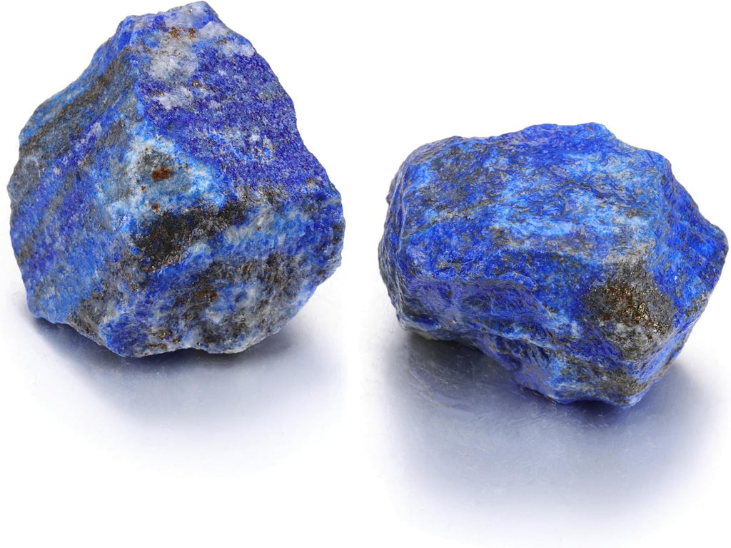 Jovivi 2pcs Raw Lapis Lazuli Crystals,Large 1.6-2.2" Healing Crystals Natural Rough Stones Crystal for Tumbling, Cabbing, Home Decoration, Polishing, Wicca & Reiki