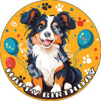 7.5x Inch Edible Cake Toppers – Australian Shepherd Themed Birthday Party Collection of Edible Cake Decorations