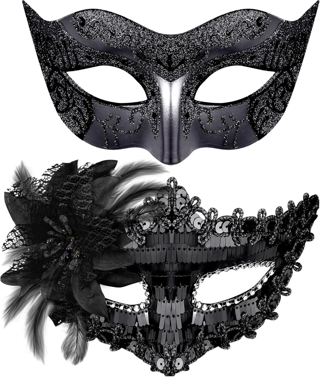 SIQUK Couple Masquerade Masks Set Venetian Party Mask Costume Mask