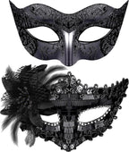 SIQUK Couple Masquerade Masks Set Venetian Party Mask Costume Mask