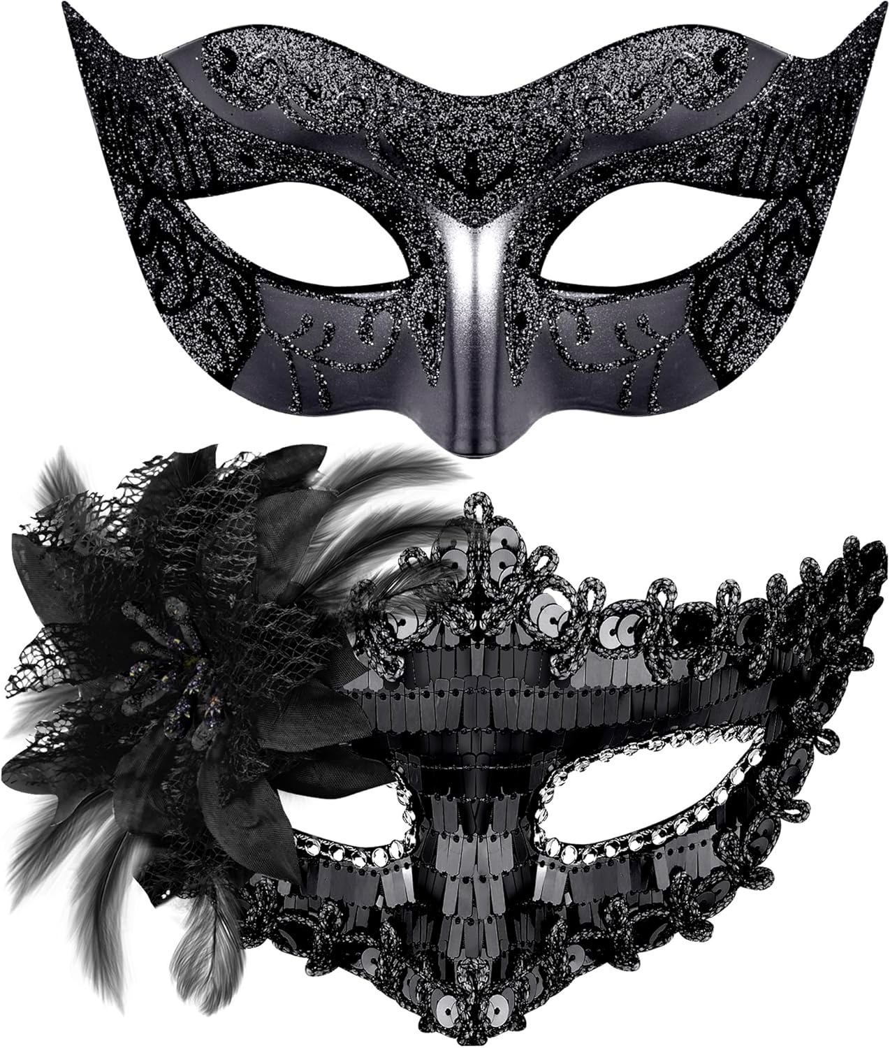 SIQUK Couple Masquerade Masks Set Venetian Party Mask Costume Mask