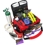 Lightning X Fully Stocked X-Tuff Modular Oxygen Trauma Bag w/Removable Organizer Pouches for EMS/EMT + First Responder - Red