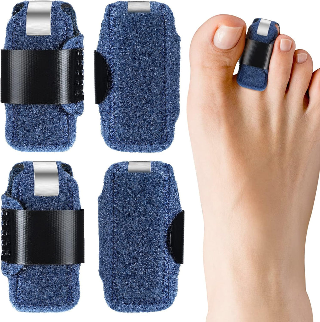 Jutom 4 Pieces Toe Splint Straightener Hammertoe Corrector Brace for Women and Men Broken Toe Support Wrap Covers for Bent, Claw, Crooked Toes (Blue)