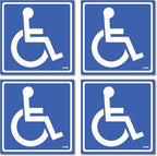 (4 Pack) Disabled Wheelchair Sign Stickers, Disability Sign, Handicap Sign Sticker, Vinyl Sticker Decal, 5.5 x 5.5" inch. Blue and White Sticker Decals