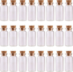 MaxMau 24PCS 10ml Glass Bottles Mini Vials with Cork Stoppers for DIY Decoration and Wedding Party Favors
