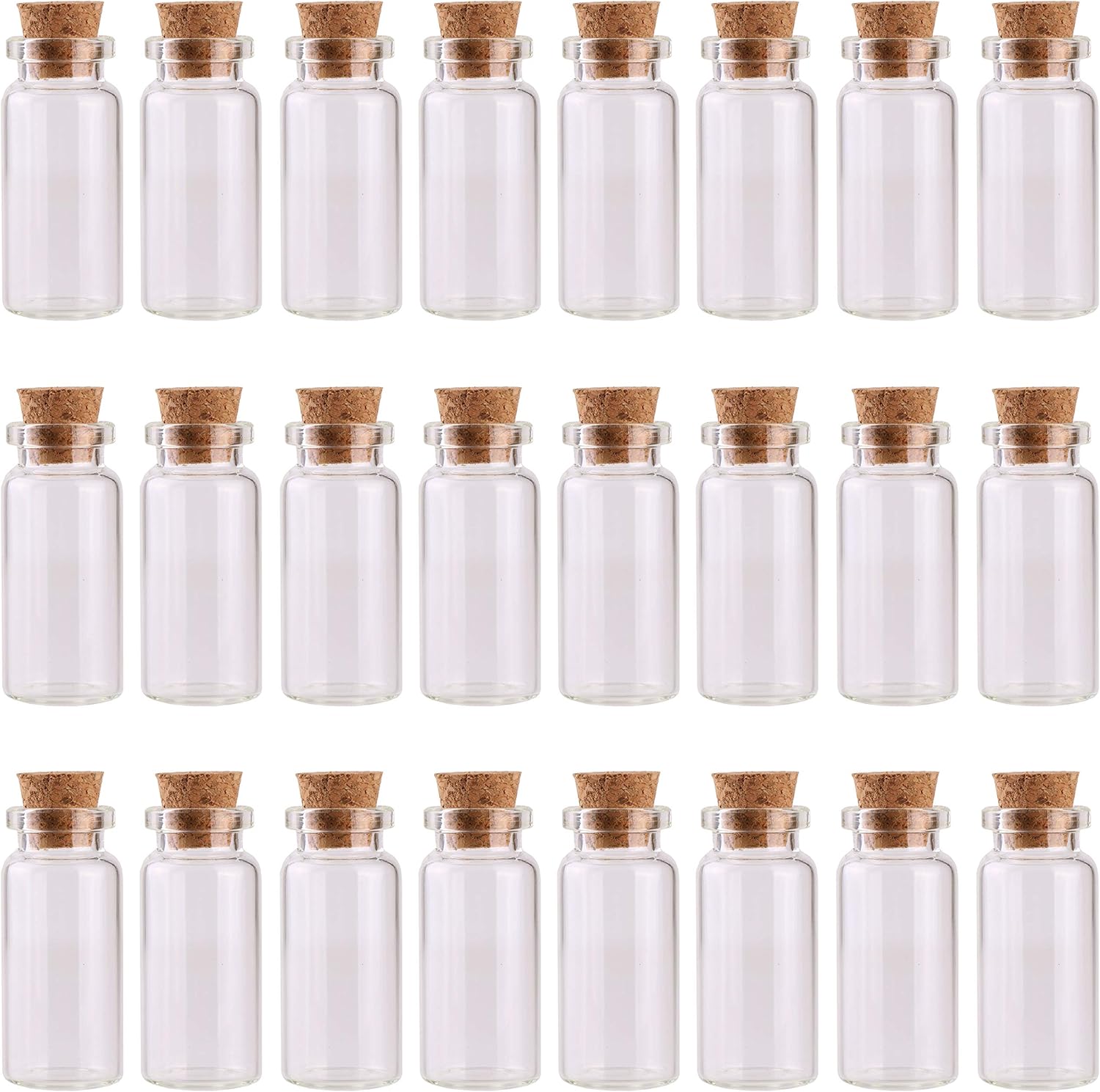MaxMau 24PCS 10ml Glass Bottles Mini Vials with Cork Stoppers for DIY Decoration and Wedding Party Favors