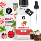 Dolce Flav Natural Peppermint Extract – 2 Ounce Oil-Soluble Kosher, Sugar-Free, Concentrated Pure Mint Flavor for Hard Candy, Chocolates & Baking, Includes Measured Dropper