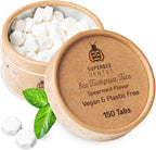 SuperBee Dentos Toothpaste Tablets, 150 Tabs, Fluoride Free & Eco Friendly, Travel Mouthwash Tablets, Sensitive Tooth Cream Bites for Kids and Adults, Chewable Tablet, Spearmint