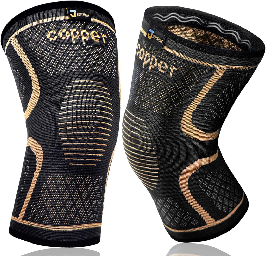Copper Knee Braces for Men and Women (2 pack) -Knee Supports Copper Compression Knee Sleeve for Knee Pain, Arthritis, Running,Sports and Recovery Support (Medium)