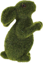 Zerodeko Easter Moss Bunny Figurine, Flocked Green Standing Rabbit Statue Decorations for Easter, Home, Office Table Ornament,6.29X4.72X2.75inch