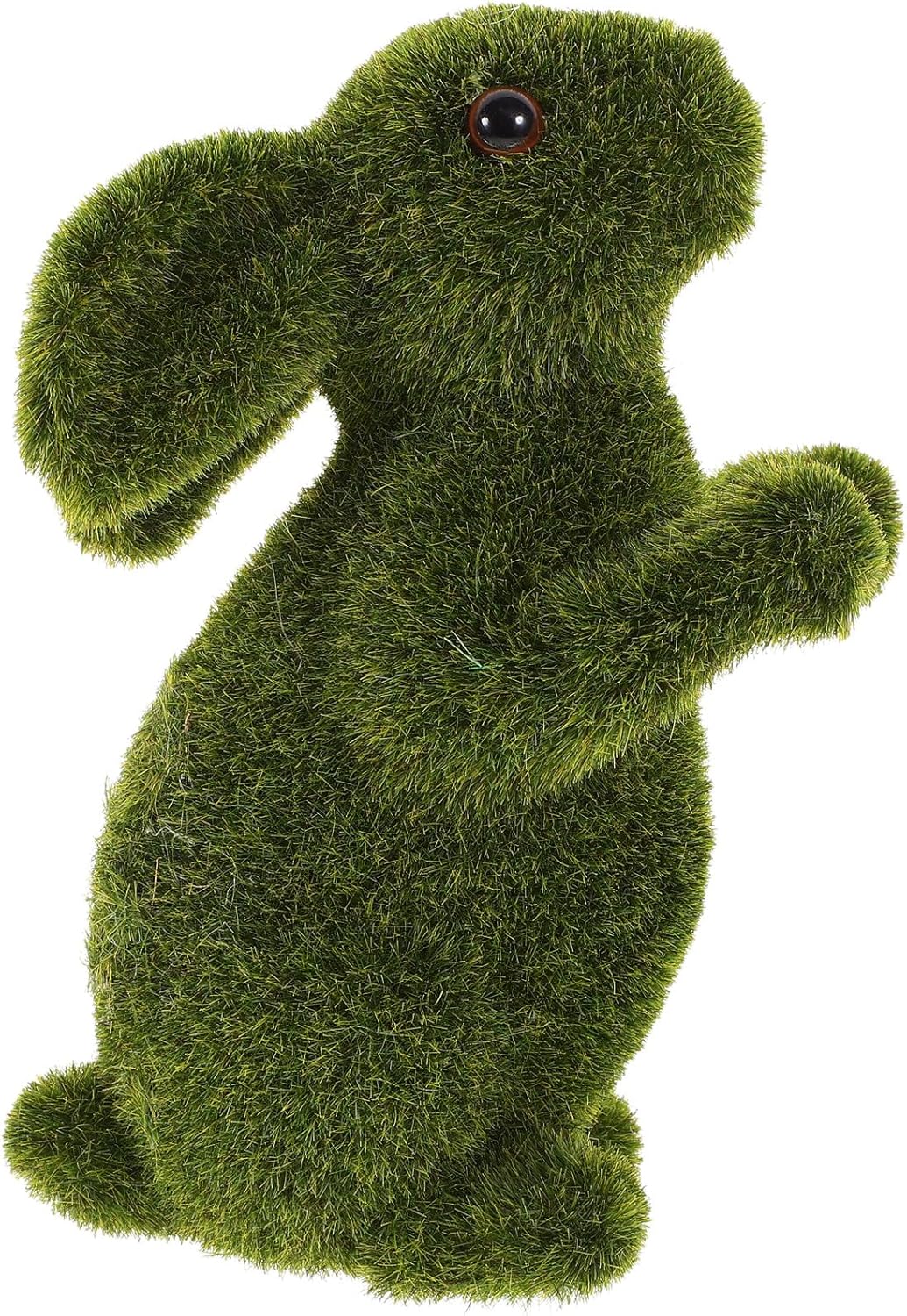 Zerodeko Easter Moss Bunny Figurine, Flocked Green Standing Rabbit Statue Decorations for Easter, Home, Office Table Ornament,6.29X4.72X2.75inch