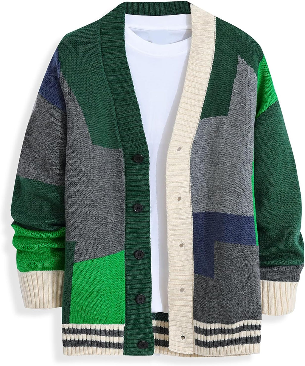 GURUNVANI Cardigan Sweater for Men Knitted Long Sleeve Sweaters with Buttons