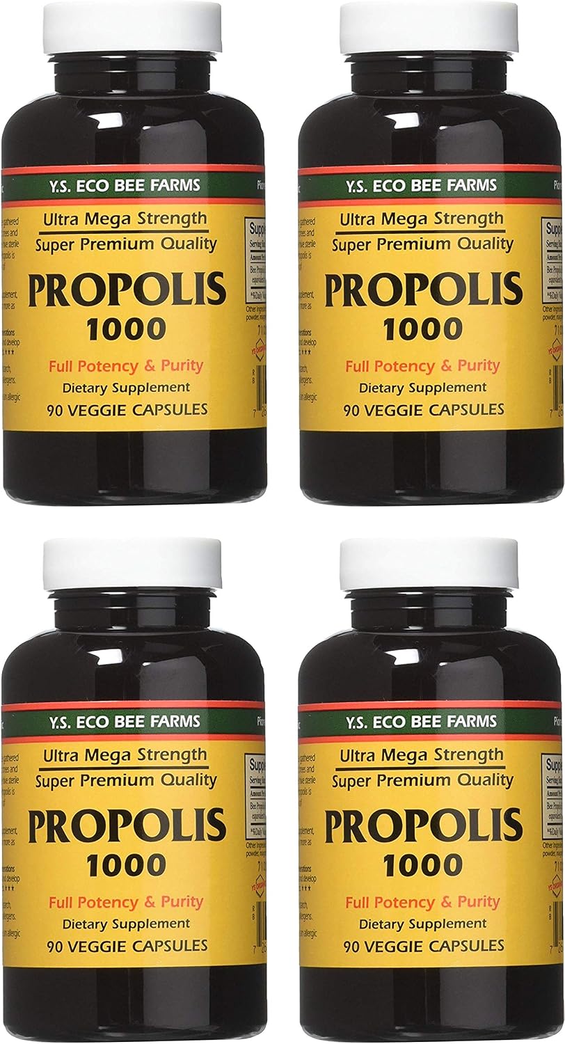 YS Eco Bee Farms Propolis 1000-90 caps (Pack of 4)