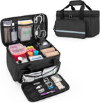CURMIO Small First Aid Bag Empty, Family First Aid Kit Case, Medicine Storage Organizer Box For Home And Travel, Black (Patent Pending)