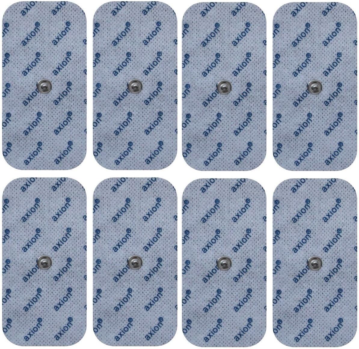 8 axion TENS Unit Electrode Pads 4x2'' - Replacement Pads with 3,5mm Snap Button for TENS Machines and Muscle Stimulators | Reusable Self-Adhesive TENS/EMS Electrodes