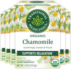 Traditional Medicinals Tea, Organic Chamomile, Calming, Calms Your Nerves, Supports Healthy Digestion, 96 Tea Bags (6 Pack)