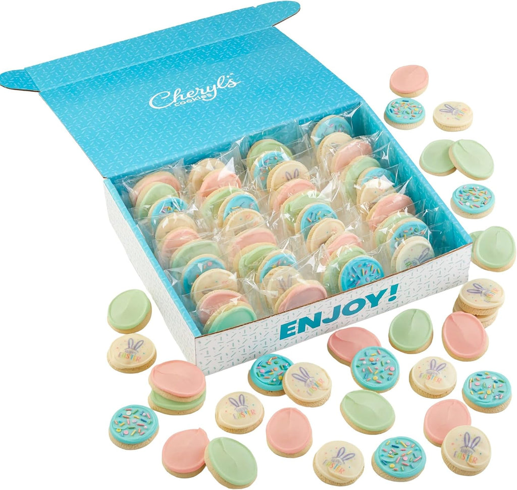 Cheryl's Cookies® Easter or Spring Gift Box, with 72 Buttercream-Frosted Sugar Cookies, Individually Wrapped, Easter or Spring Gift for Loved Ones, Family, Friends