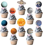 Sabary 50 Pcs Space Cupcake Toppers Solar System Galaxy Universe Planets Picks Cake Topper Celestial Toppers for Boys Girls Space Themed Party Solar System Birthday