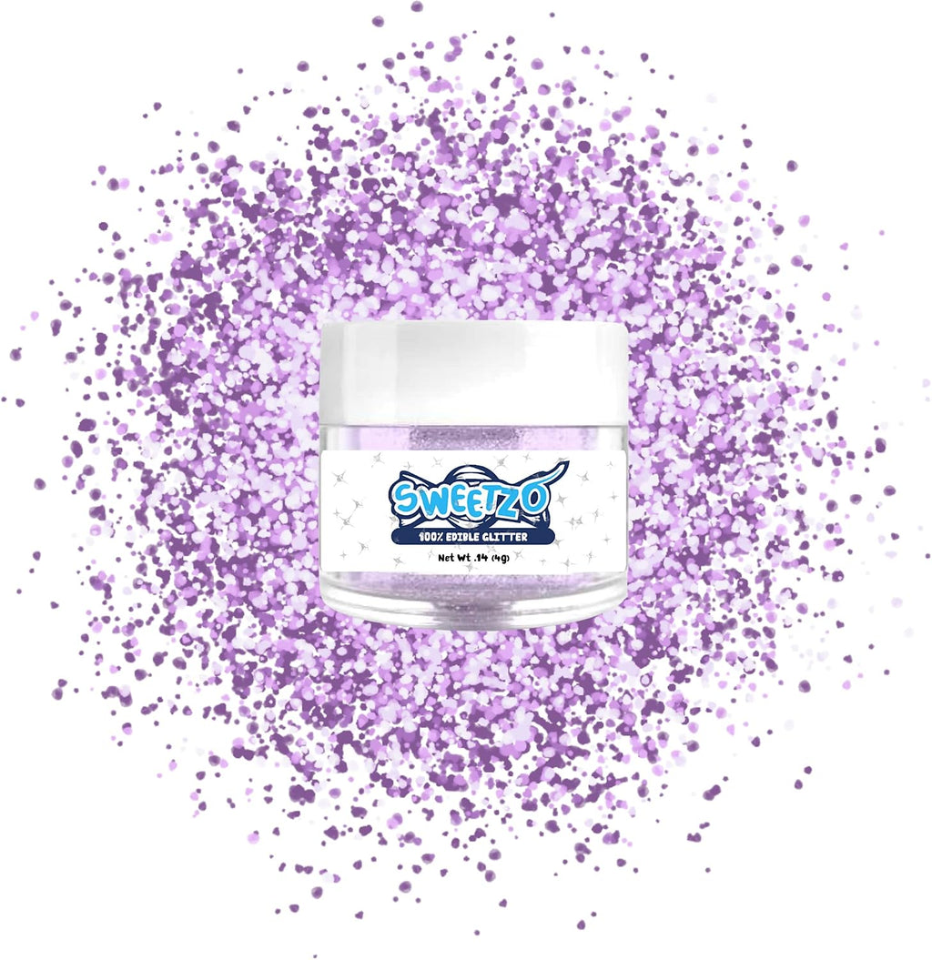 Food Grade Edible Glitter, Confectionary Luster Dust for Desserts and Drinks, Baking and Cake Decorating Supplies, 4 Grams (Light Purple) (Light Purple Edible Sugar)