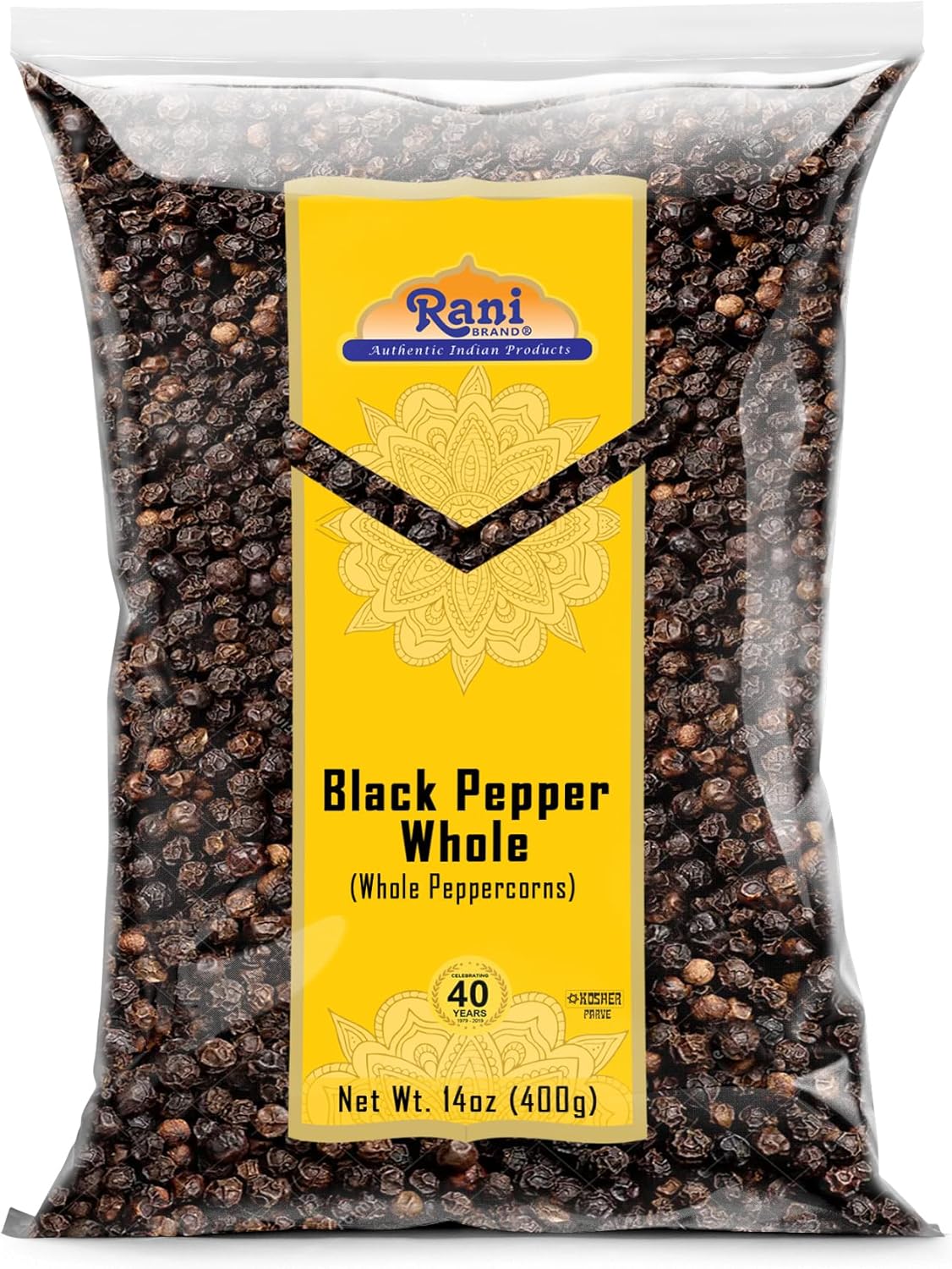 Rani Black Pepper Whole (Peppercorns), Premium MG-1 Grade 14oz (400g) ~ All Natural | Gluten Friendly | Non-GMO | Kosher | Product of Vietnam | Perfect size for Grinders!