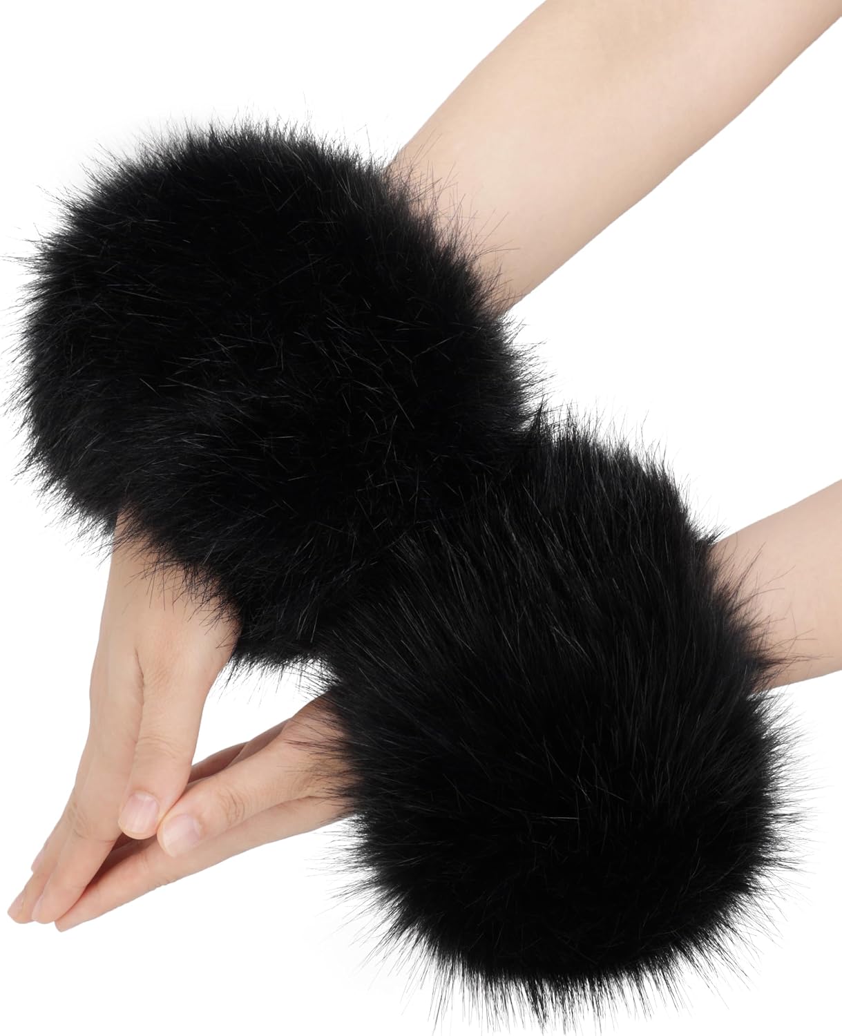 Winter Faux Fur Fluffy Wrist Cuffs – Soft & Cozy Fuzzy Wrist Warmers for Women