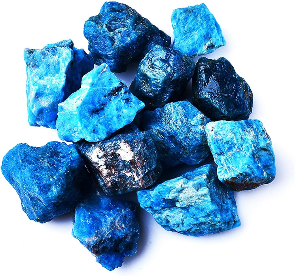 Raw Crystals, Large 1.2-2.0" Healing Crystal Natural Rough Stones for Intuition,Chakra,Meditation,Decoration,Polishing,Energy Work (Blue Apatite, 3.5oz-1.2-2.0"raw Crystals)