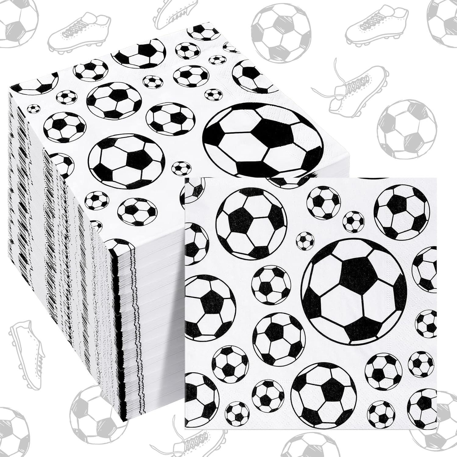 Tinlade 100 Sheets Soccer Football Napkins Bar Football Club Decorations Neon Disposable Paper Napkin Soccer Glow Birthday Party Supplies(Soccer)